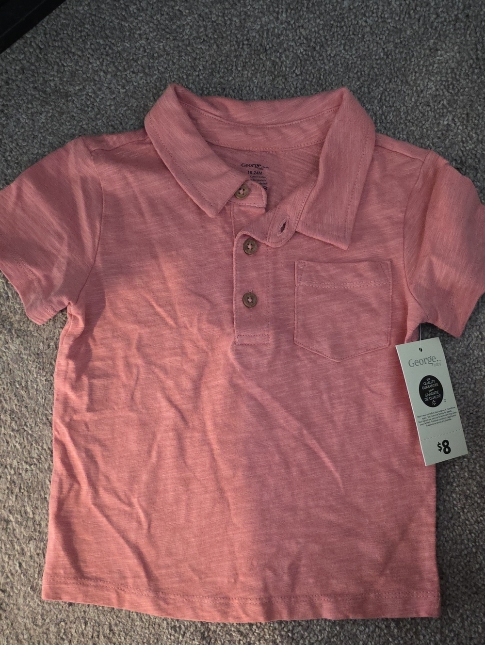 George Coral-Pink Short Sleeve Polo Shirt for Kids